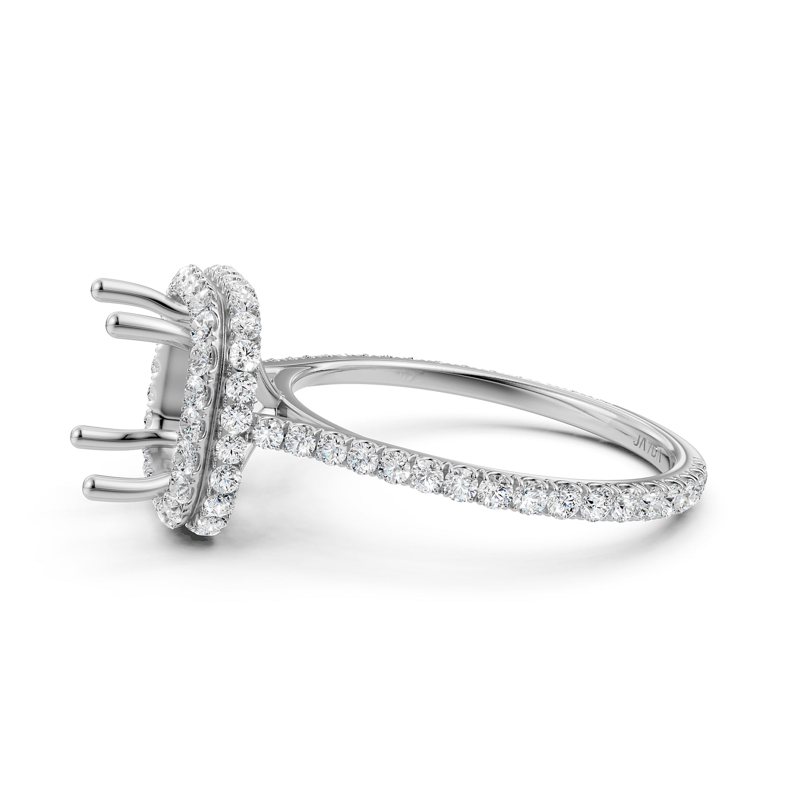 Double Halo Semi Mount Lab Grown Diamond Engagement Ring 0.53 Ct.